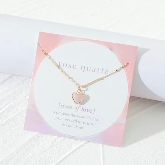 BOGO FREE Gold Plated Rose Quartz Necklace💖 - Picture 3 of 4